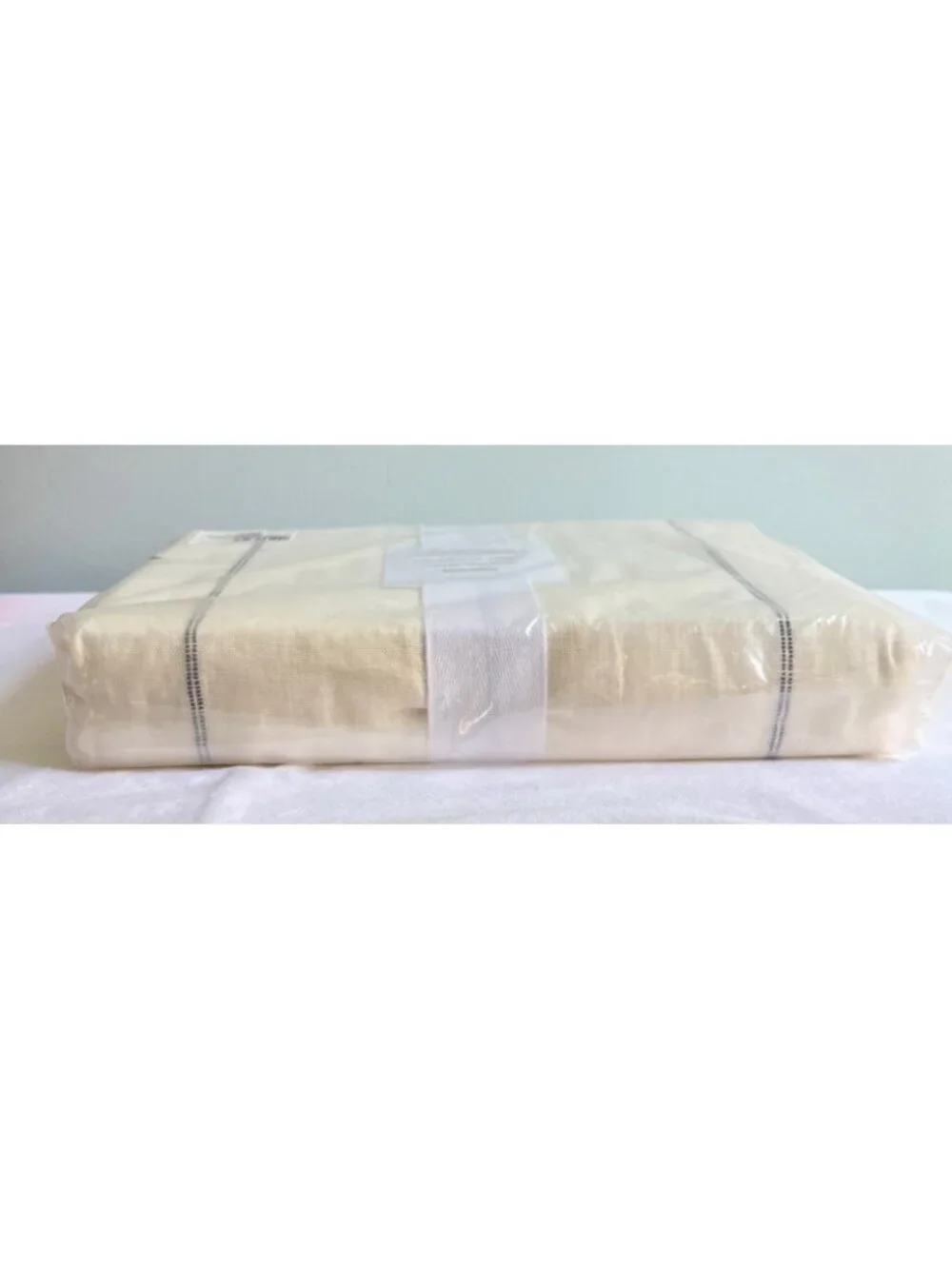 Pair of Crate & Barrel Lined Linen Curtain Panels Ivory & Storm 52